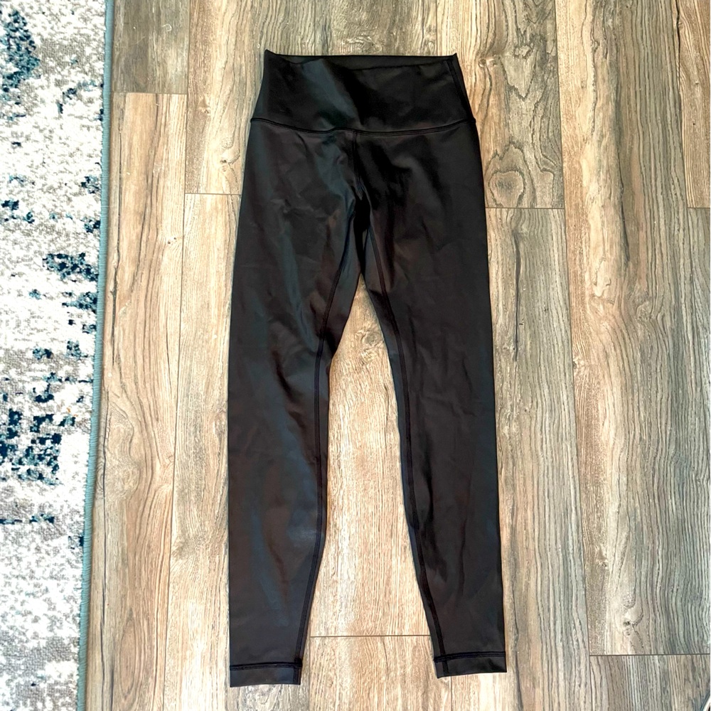 Lululemon black faux leather leggings, NWOT, size 6